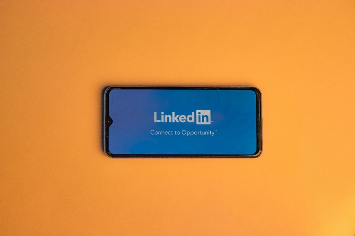 A smartphone with the LinkedIn app open